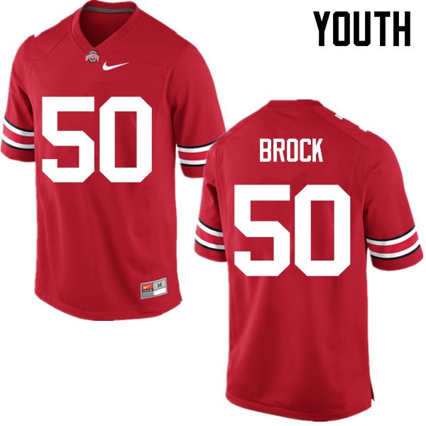 Ohio State Buckeyes #50 Nathan Brock Youth Embroidery Jersey Red